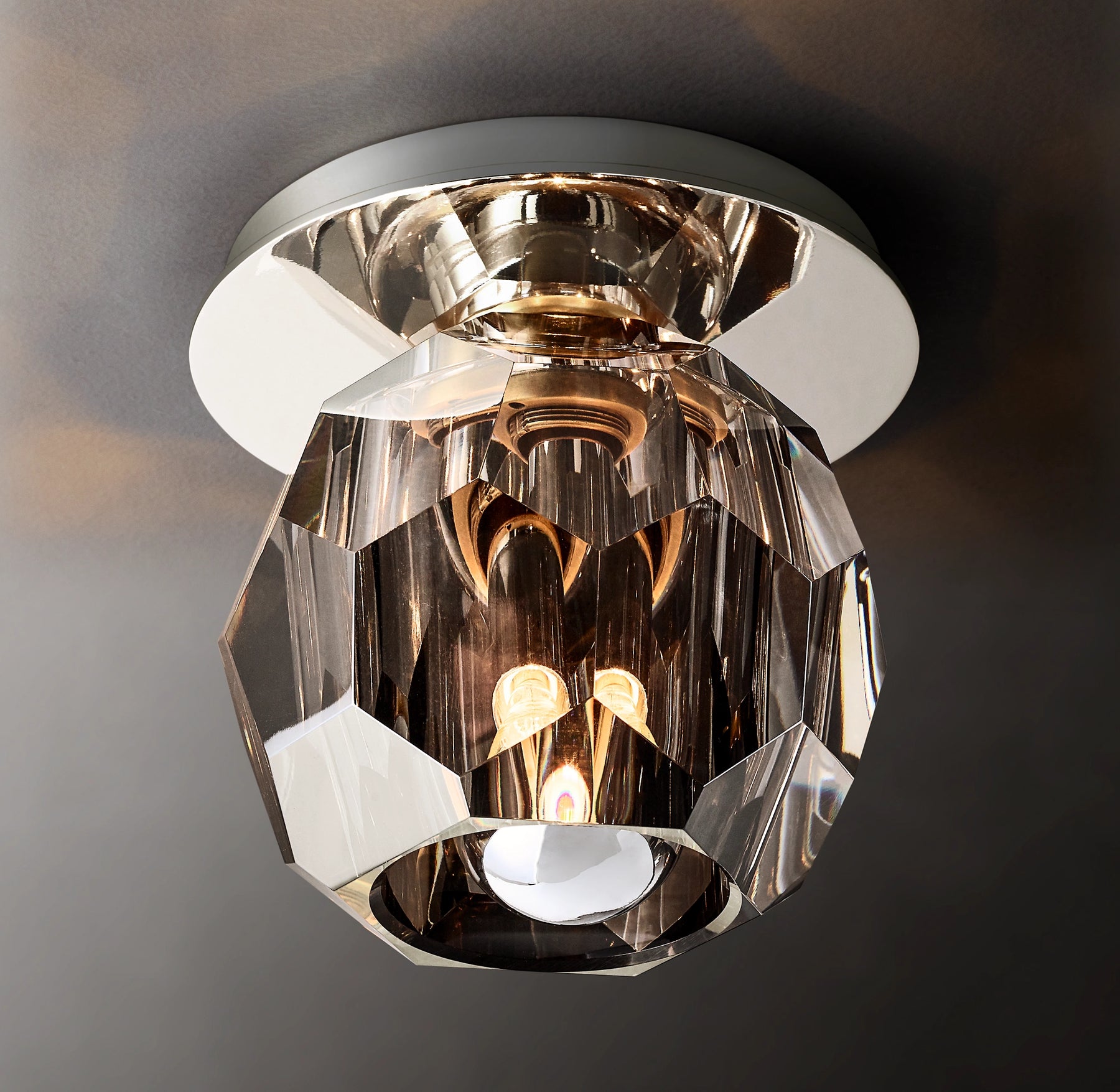 Belle De Crystal Ball Smoke Flush Mount