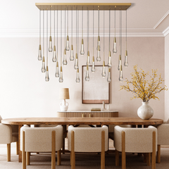 Elara Solitaires Linear Crystal Chandelier 37'' 50'' 70'' 87" 120"W#color_brass,size_50"-25 lights