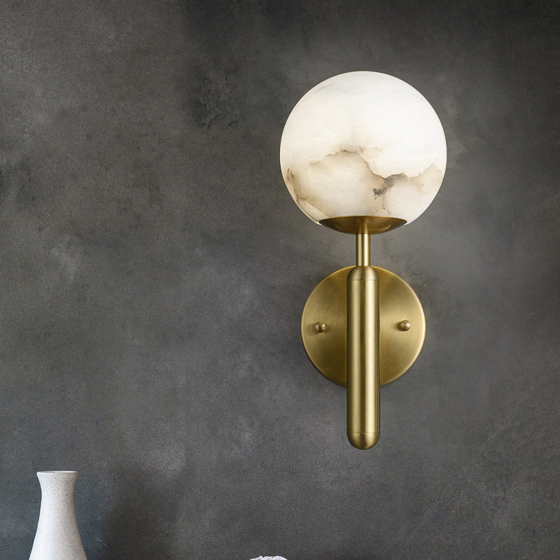 Opulent Alabaster Global Wall Light, Bedroom Wall Light