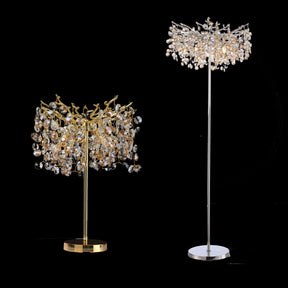 Circe Clear Crystal Floor Standing Lamp For Bedroom, Gold Floor Lamp