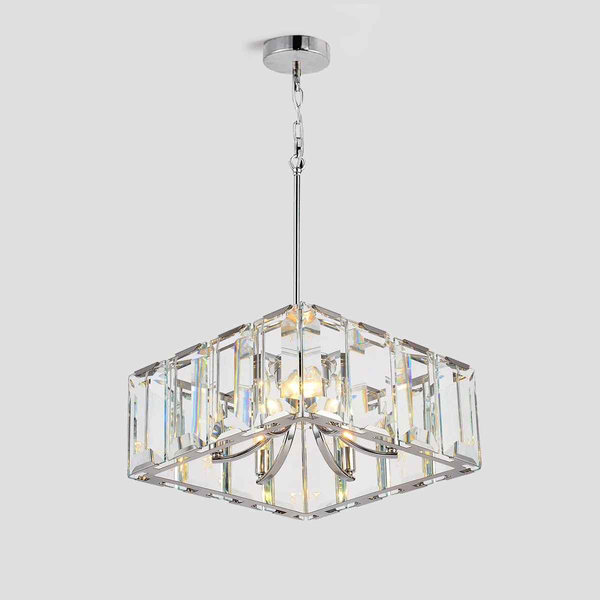 Tundra Cube Square Crystal 24" Chandelier