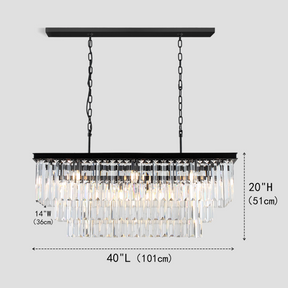 3-Tier Odeon Crystal Fringe Rectangular Chandelier