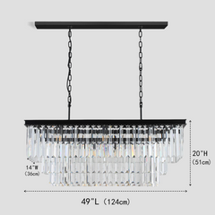 3-Tier Odeon Crystal Fringe Rectangular Chandelier