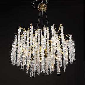 Gold Coin Crystal Oval Branch Chandelier For Living Room