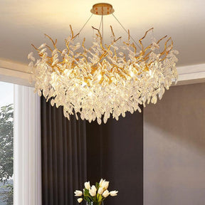 David Round Crystal Branch Chandelier