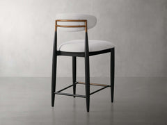 Jagger Armless Stool in Black with Antique Brass