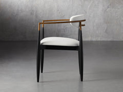 Jagger Dining Arm Chair in Black with Antique Brass