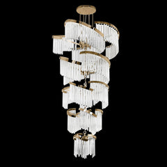 Traditional 43X87 Inch Big Modern Gold Chandelier Cascading Glass Chandelier for Foyer