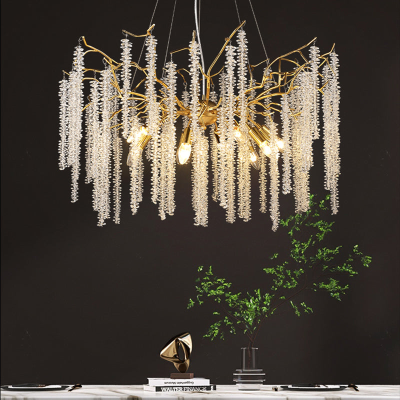 Gold Crystal Tree Branch Chandeliers Lighting 31.5"D