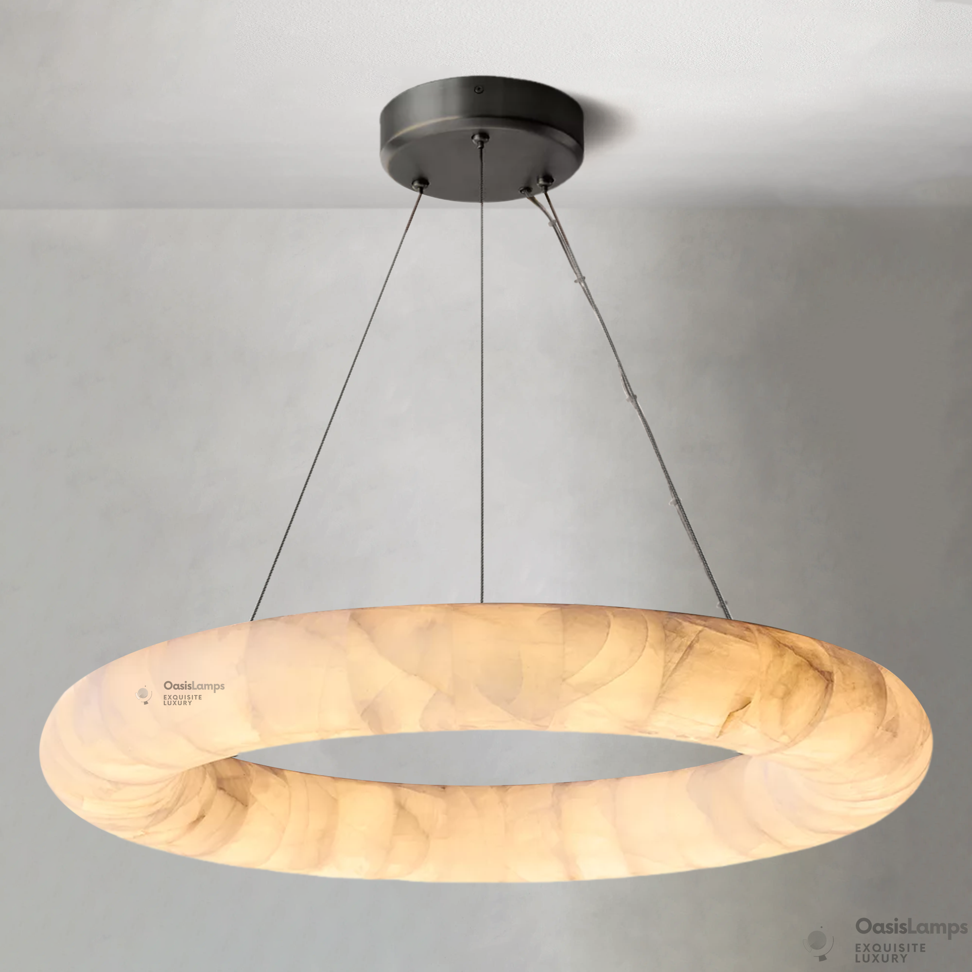 Alabaster Lisse Round Chandelier 31" 41" 61"D