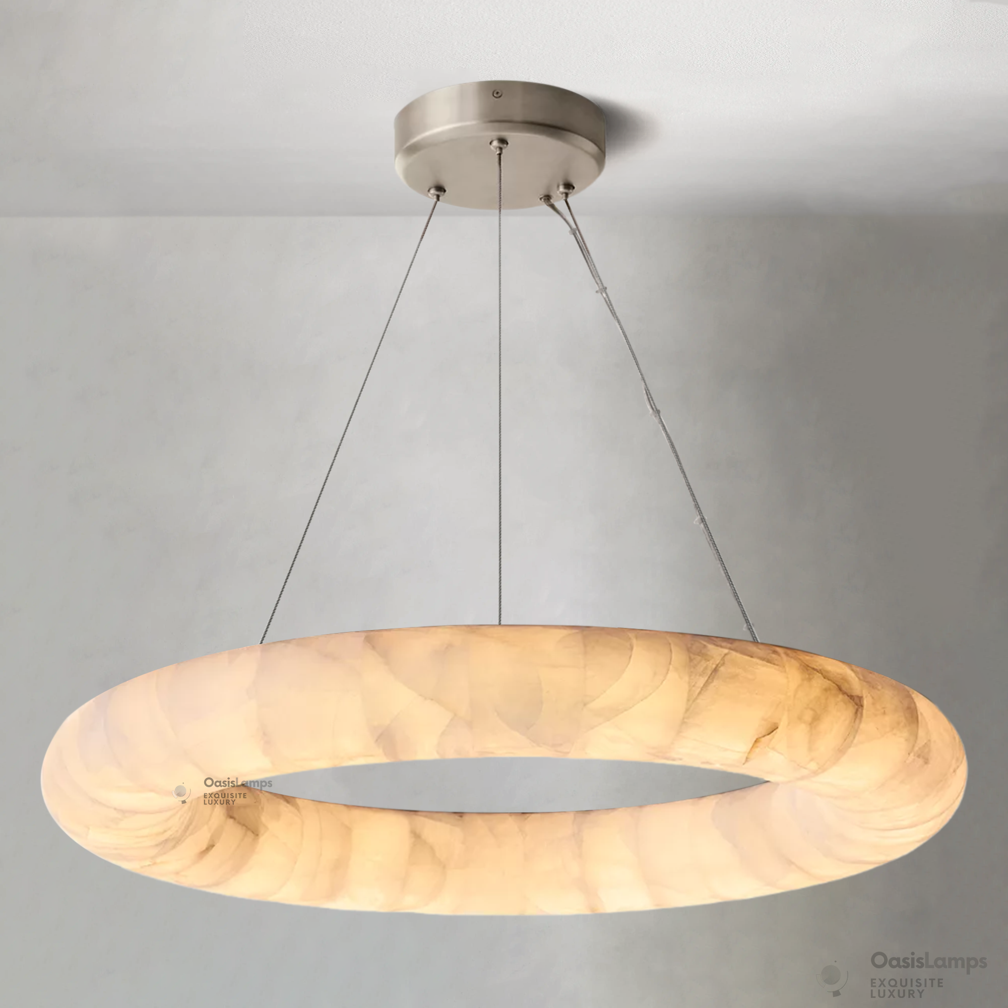 Alabaster Lisse Round Chandelier 31" 41" 61"D