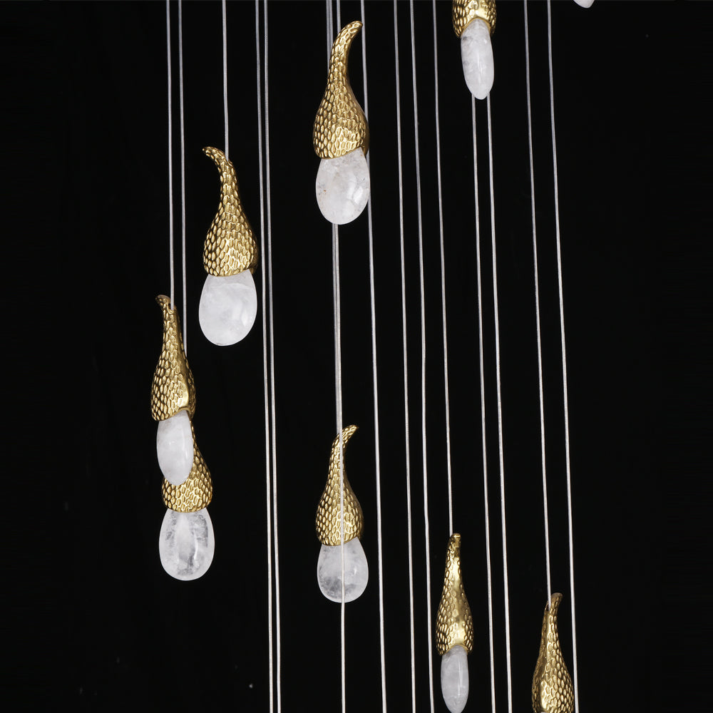 Modern 24 Rock Crystal Short-eggplants Modern Chandelier 138 Inch Long Staircase LED Chandelier