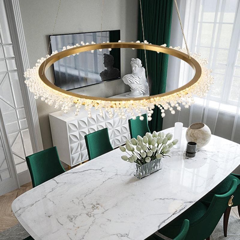 Ring Crystal Golden Round Chandelier