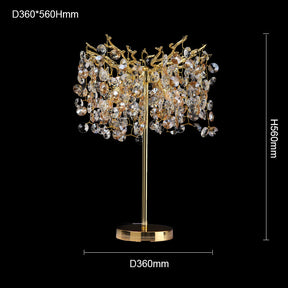 Circe Clear Crystal Table Lamp For Bedroom, Gold Table Lamp