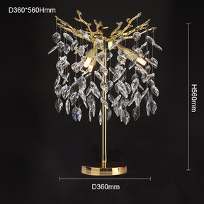 Salome Clear Crystal Table Lamp For Bedroom, Gold Table Lamp