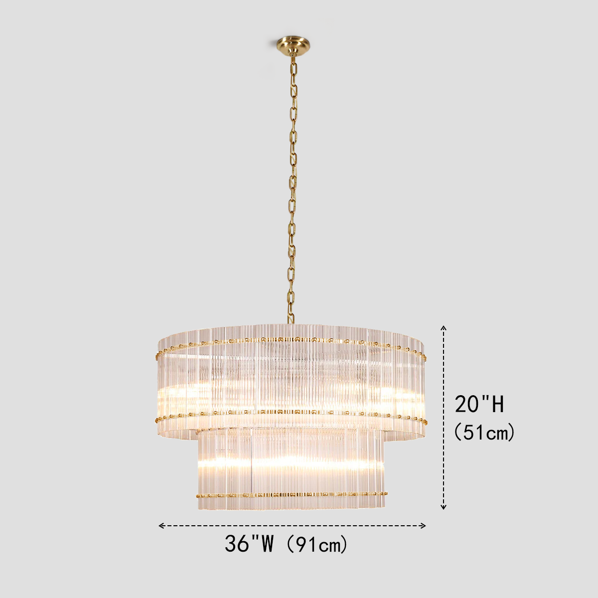 Carmel Round Ribbed Glass Chandelier