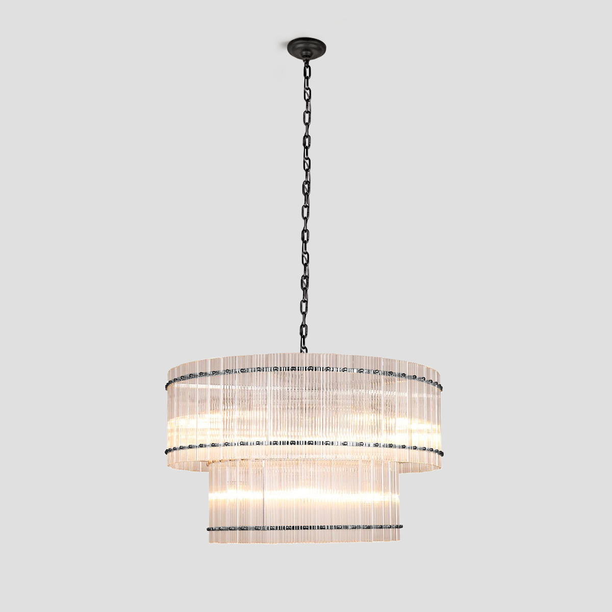 Carmel Round Ribbed Glass Chandelier