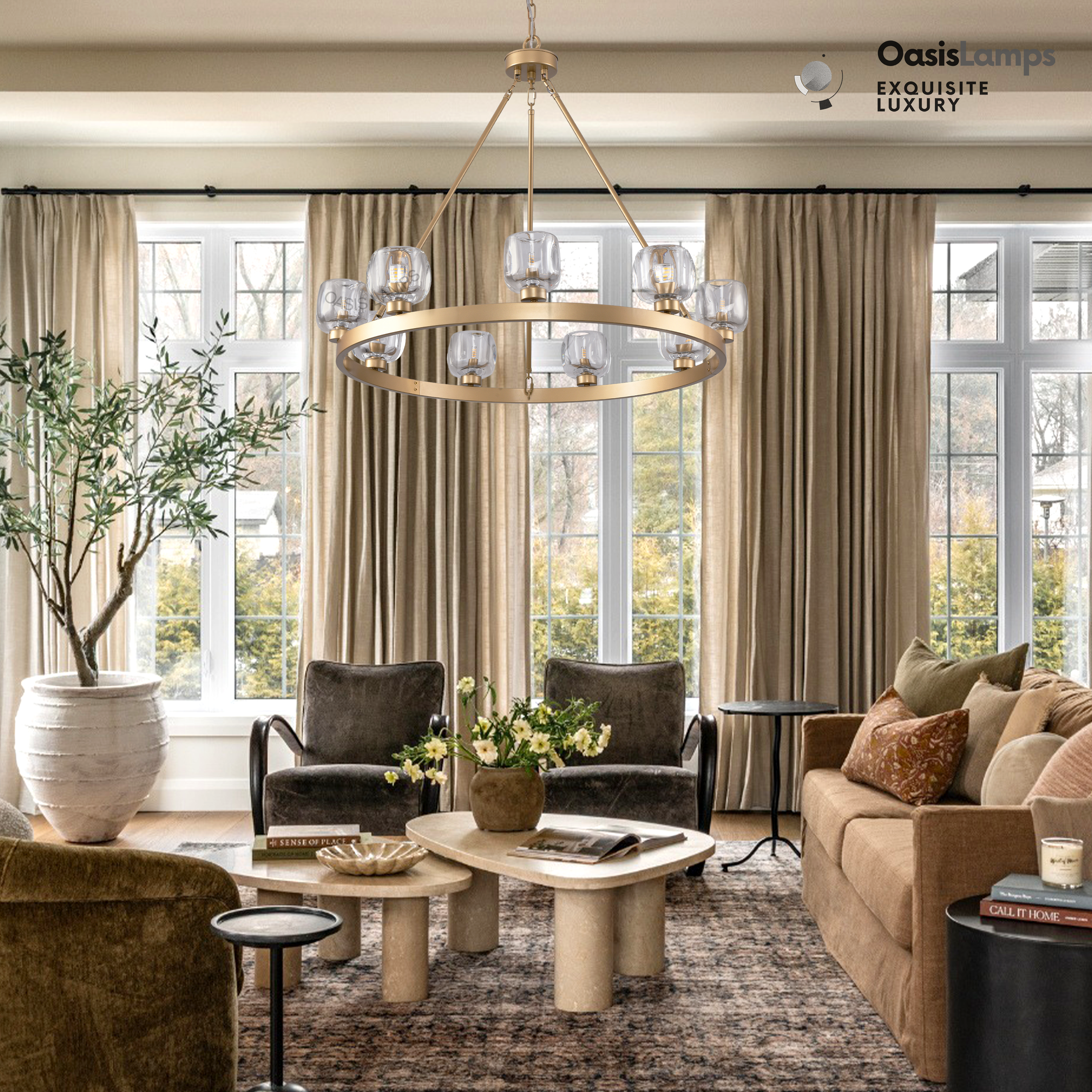 Vellum Round Chandelier 24" 36" 48" 59"D#size_36"-round,color_brass