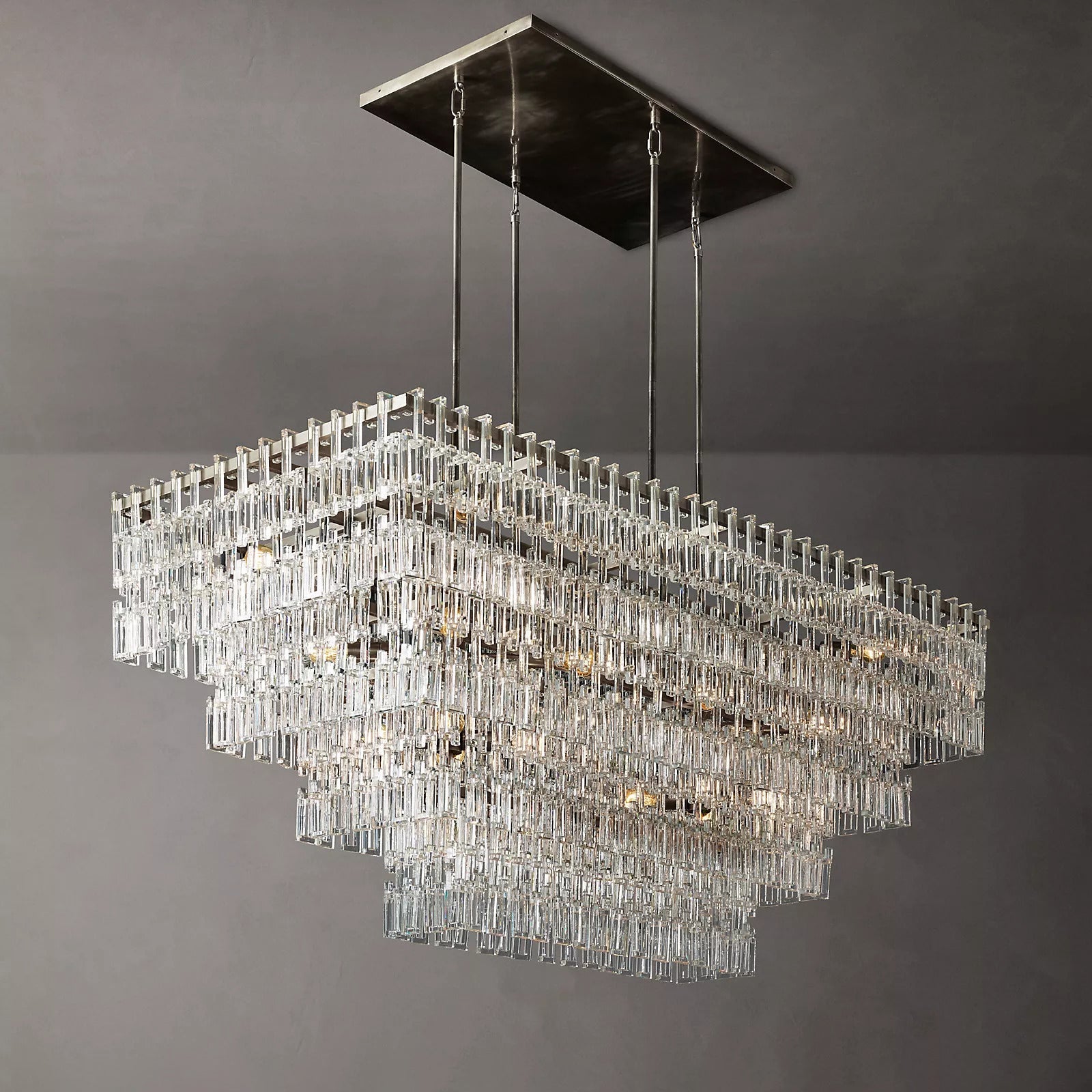 Marignac Crystal Chain Multi-Tier Rectangle Chandelier 60" 72"