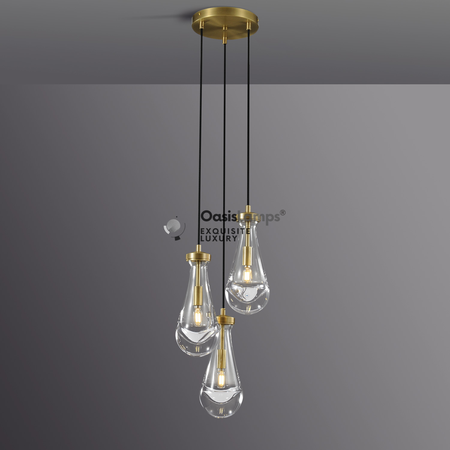 Raindrop Round Chandelier 3 LIGHTS D 8"