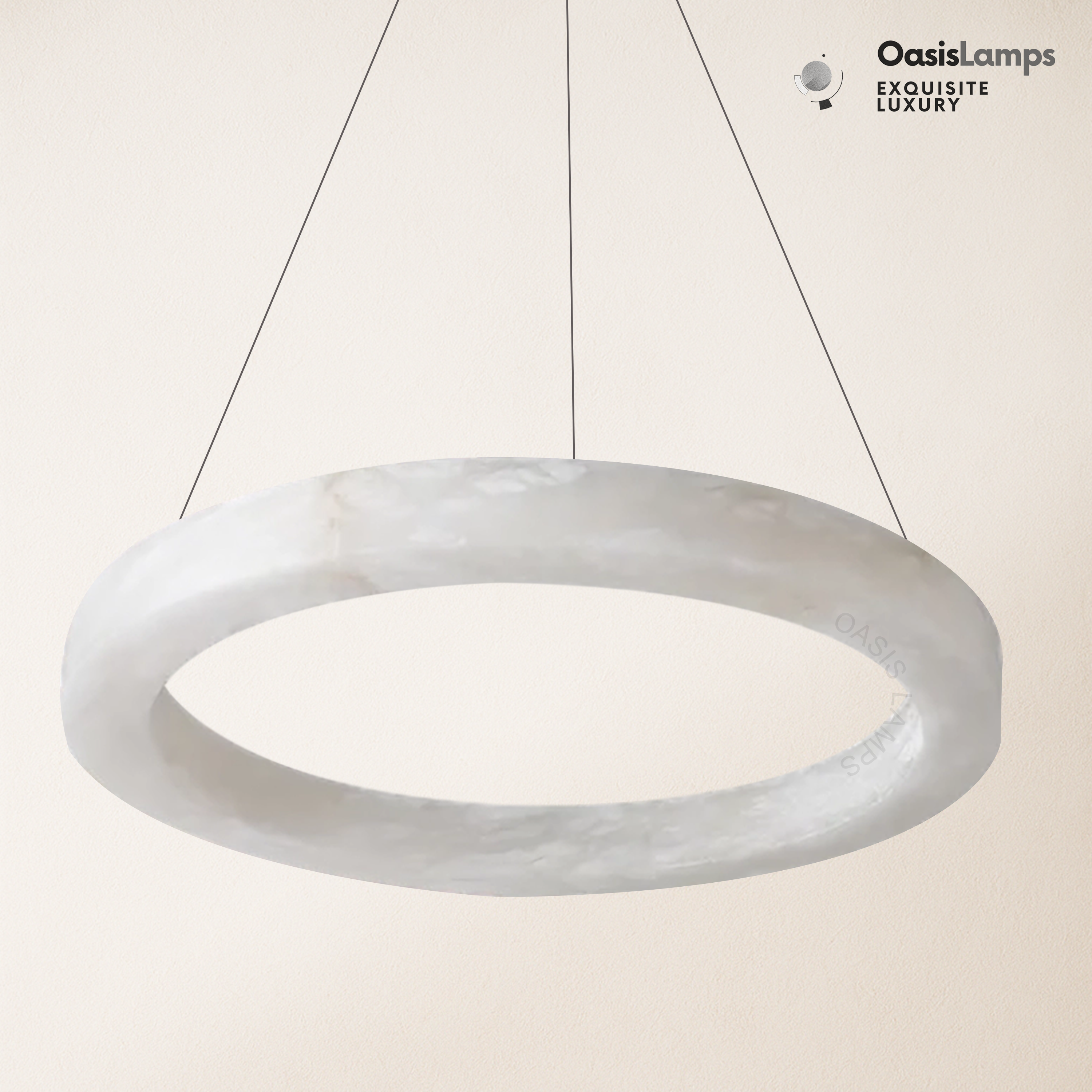 Marika Alabaster Ring Pendant Lamp#Color_Brass & White Alabaster, size_Dia 39.3”(100cm) x H 3.1”(8cm)