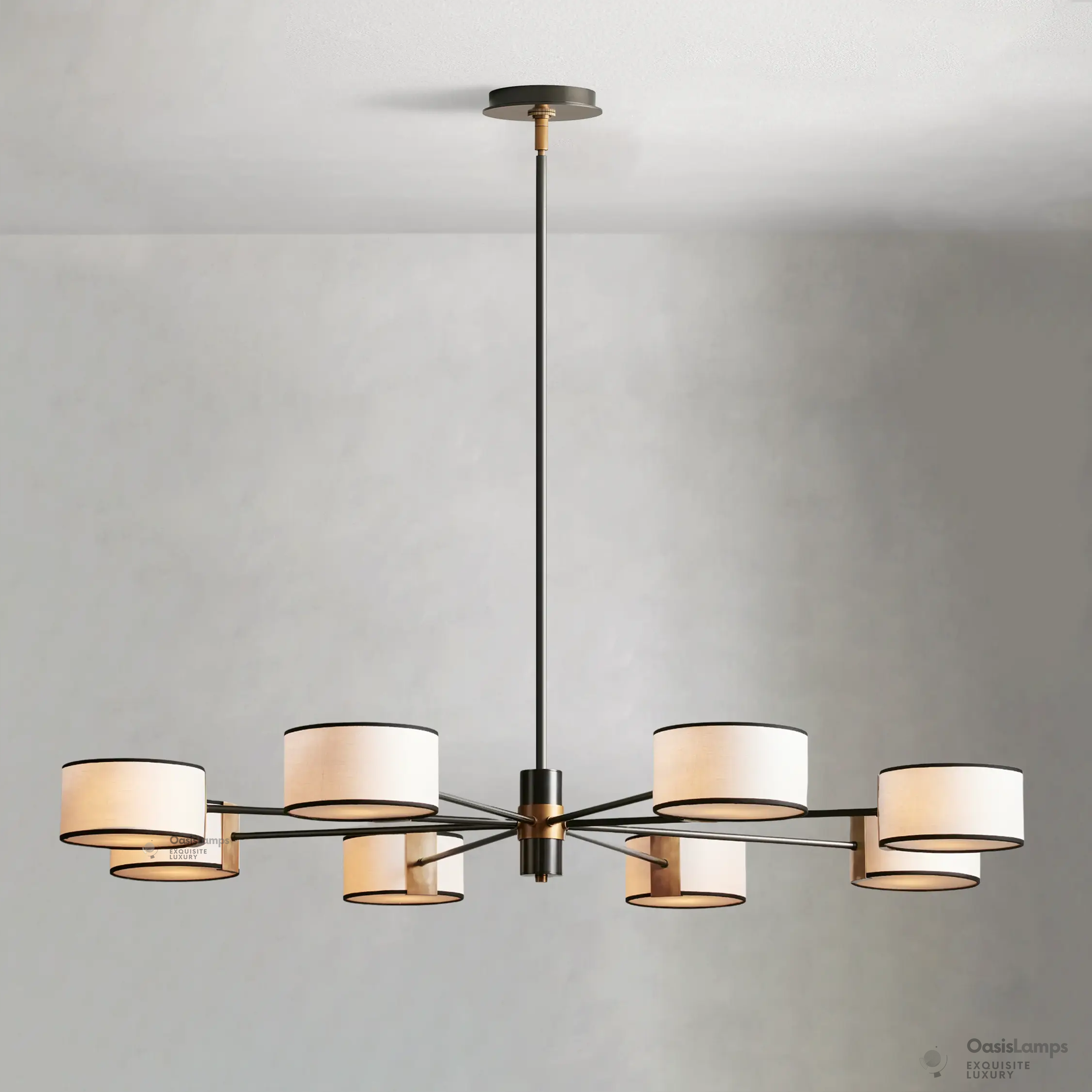 Daphne Round Linen Chandelier 48" 60"D