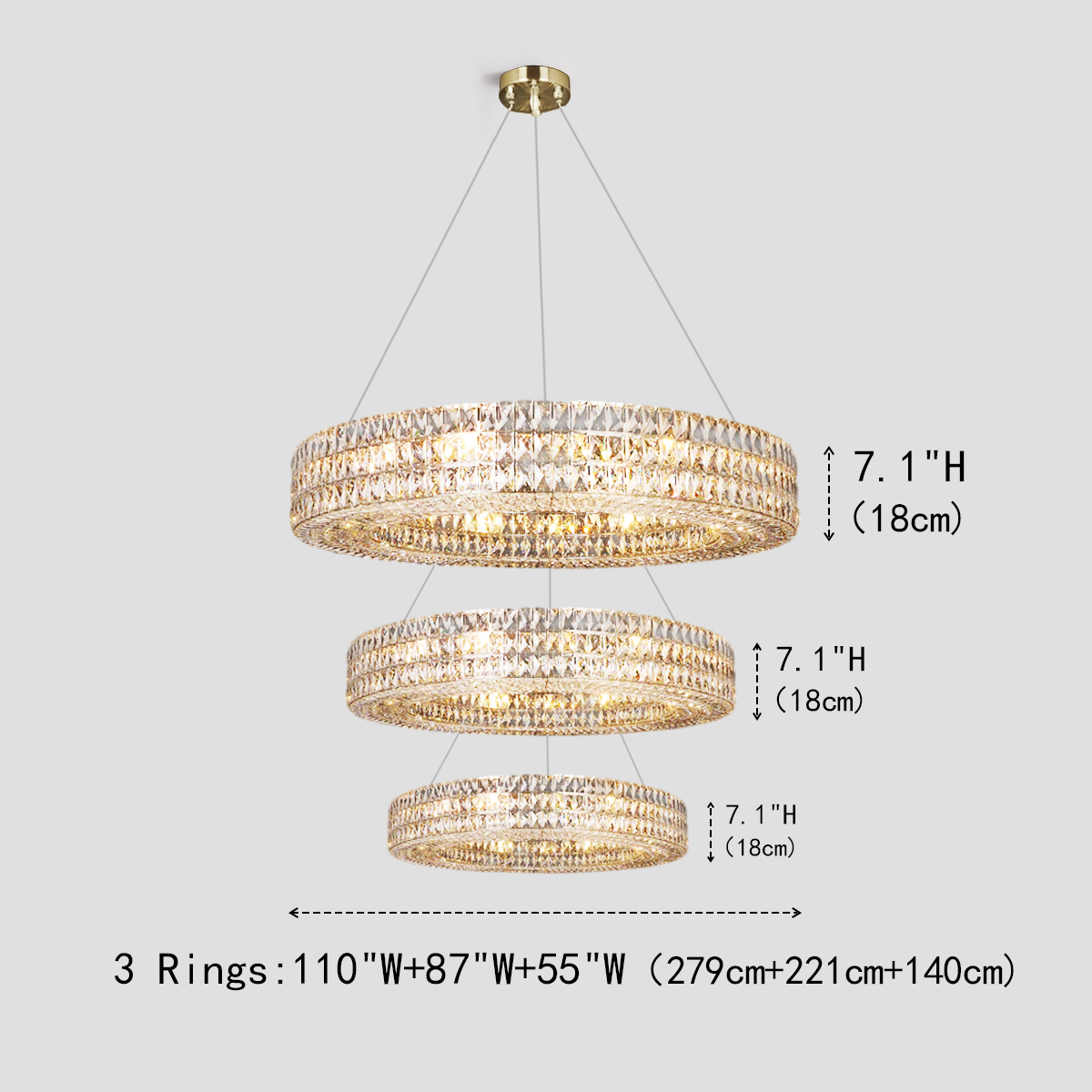 Mia Round Crystal Multi-Ring Chandelier