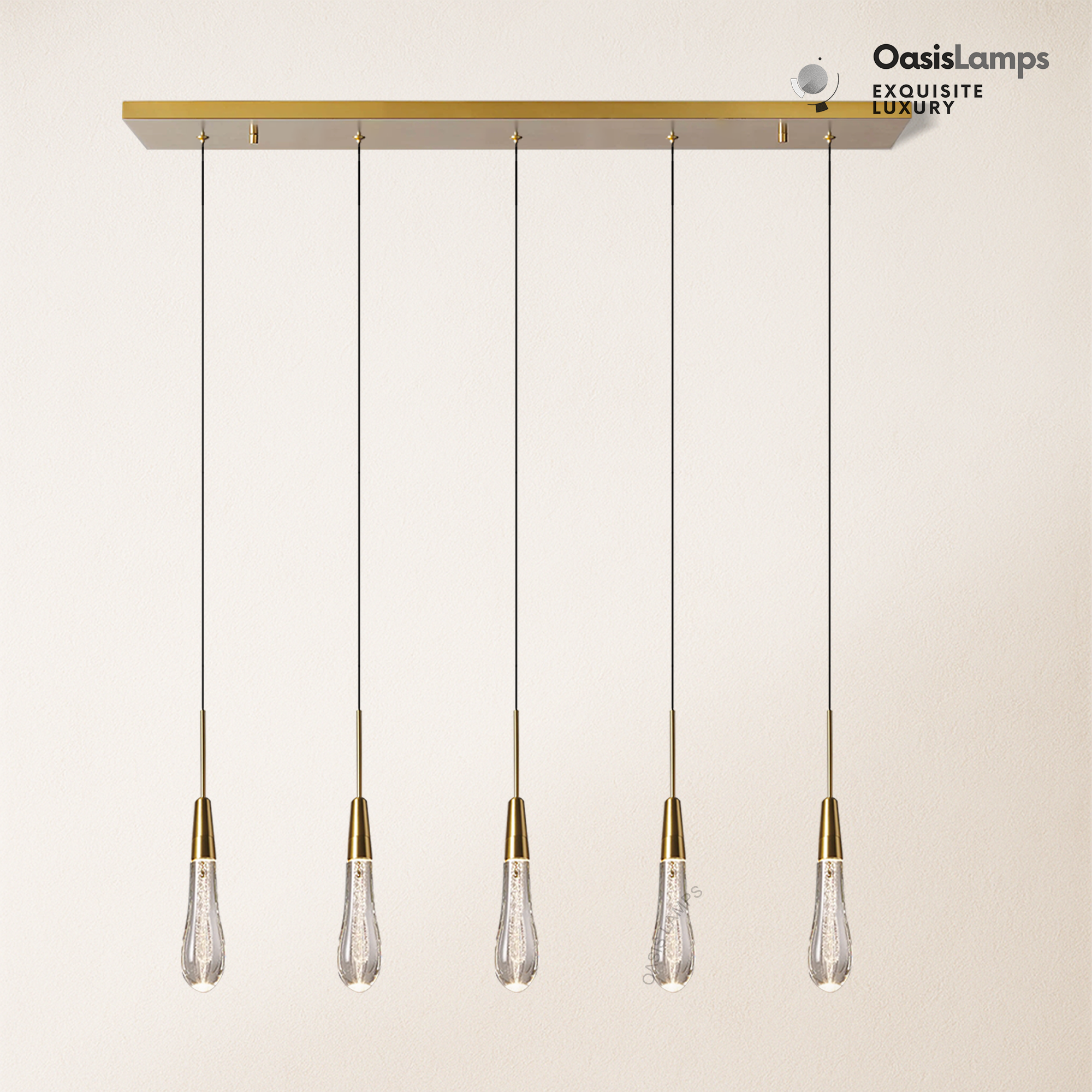 Elara Solitaires Linear Crystal Chandelier 22'' 35''W#color_brass,size_35"-5 lights