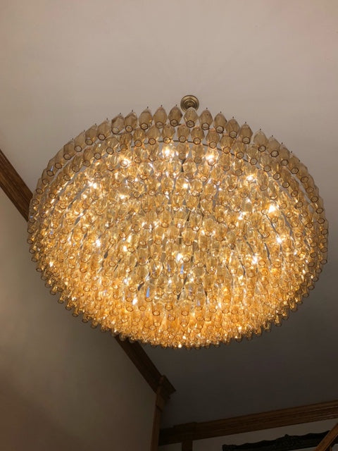 Chara Smoke Glass Tiered Round Chandelier 62"