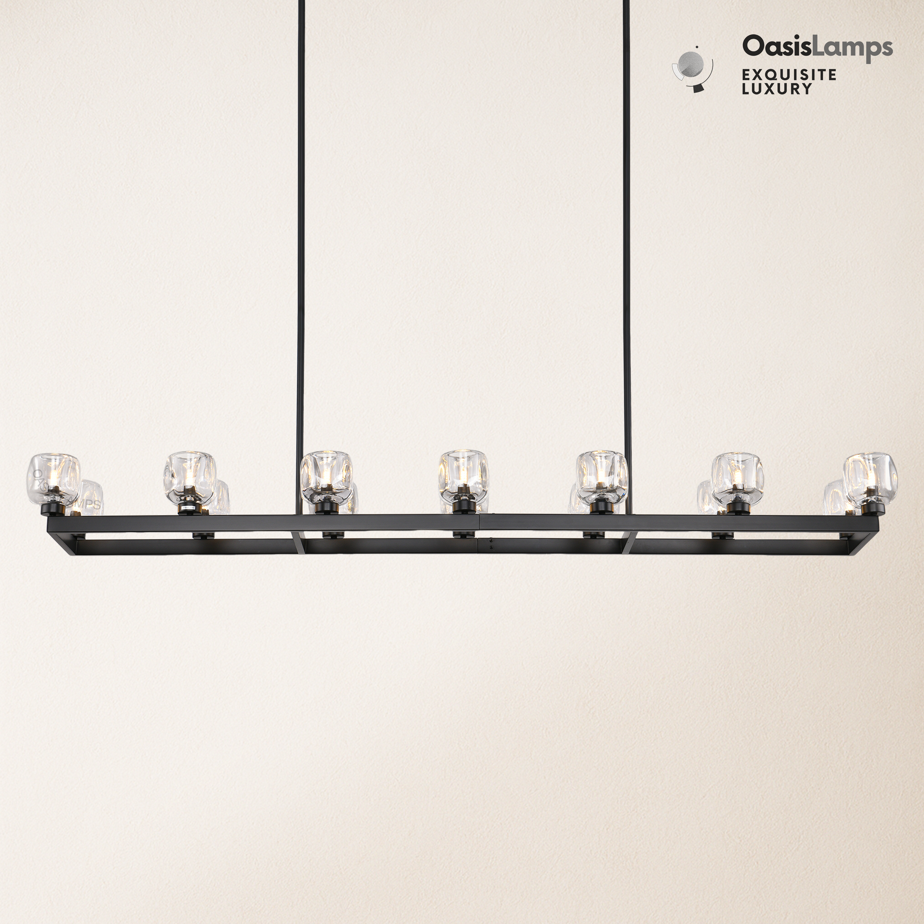 Vellum Rectangular Chandelier 59" 68"L#color_Black,size_68"-Rectangular