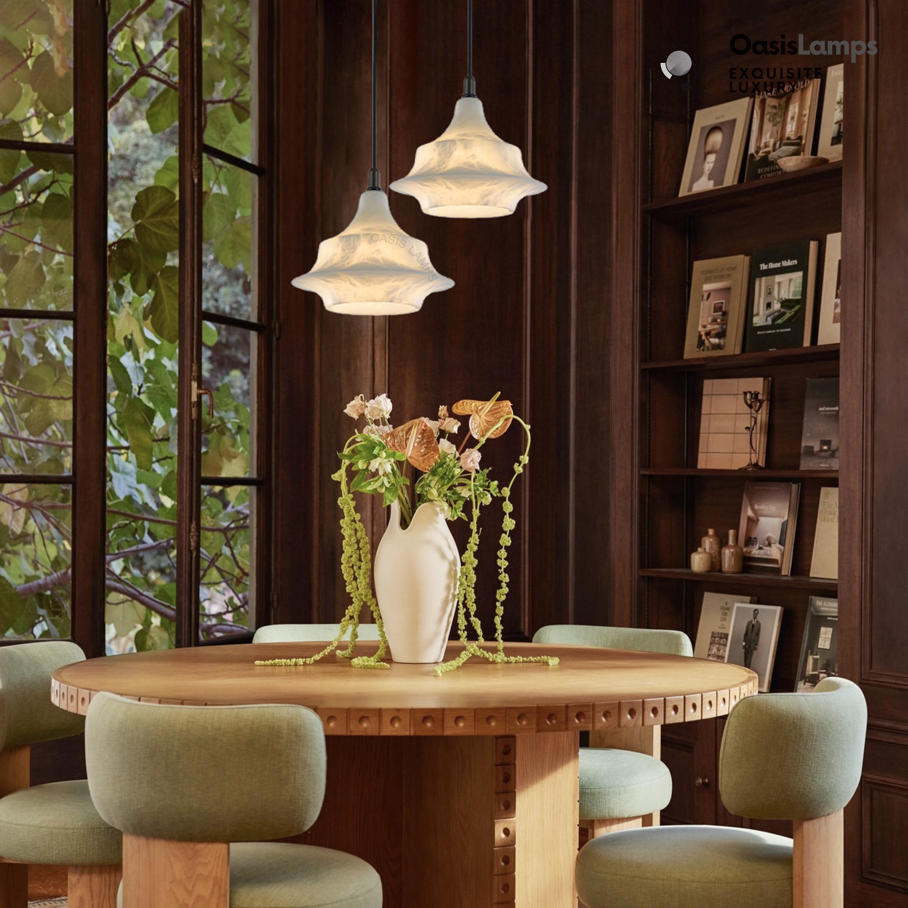 Bloom Alabaster Gleam Pendant 7''D