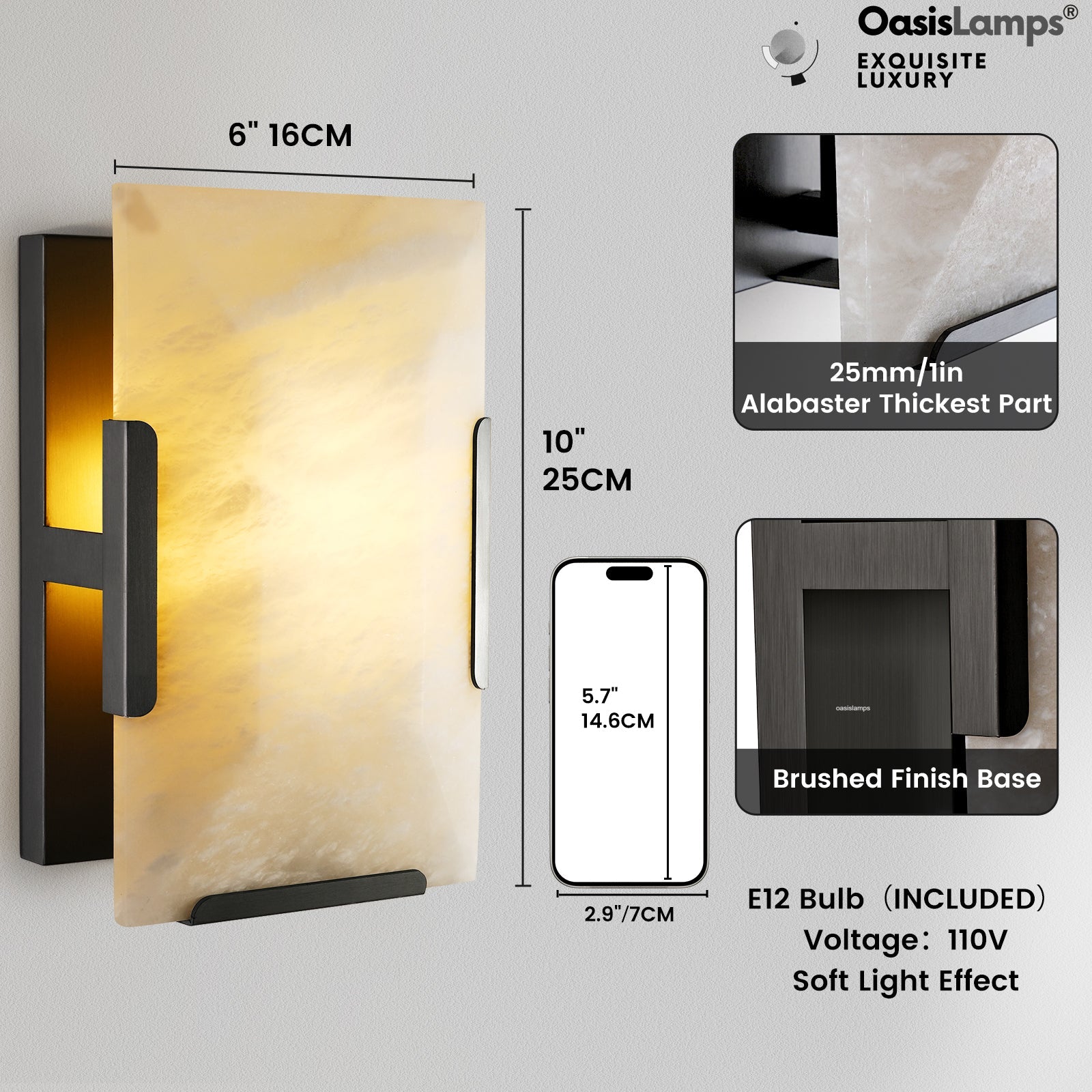 Maris Alabaster Wall Sconce 9.8"H#color_bronze