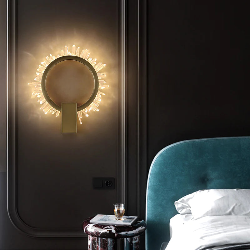 Galisa Modern Rock Crystal Wall Ring Wall Sconce Besides Bed