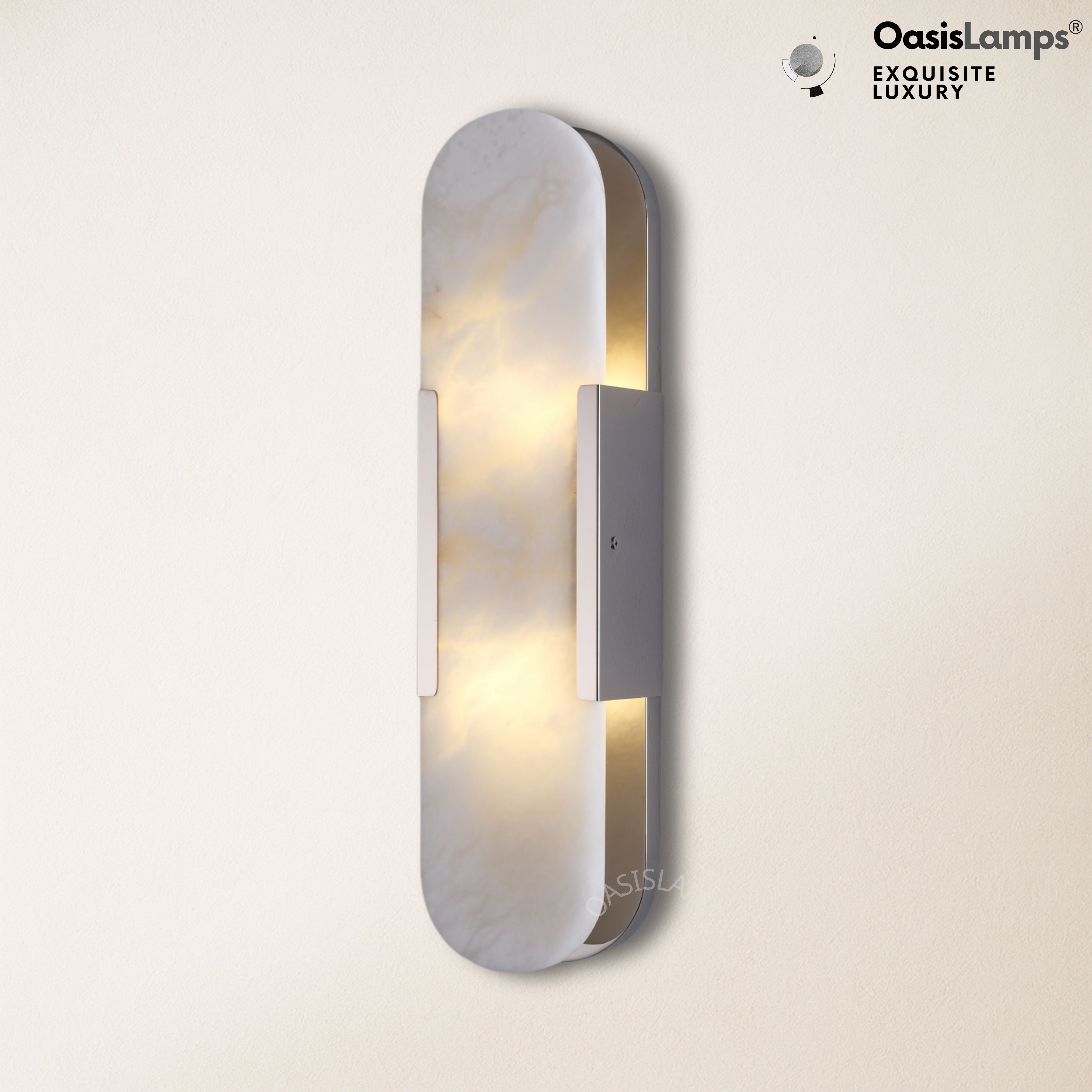 OpalEdge Oval Alabaster Wall Sconces 13.8" 19.7"H#Color_silver,size_19.7" H-1 Pack