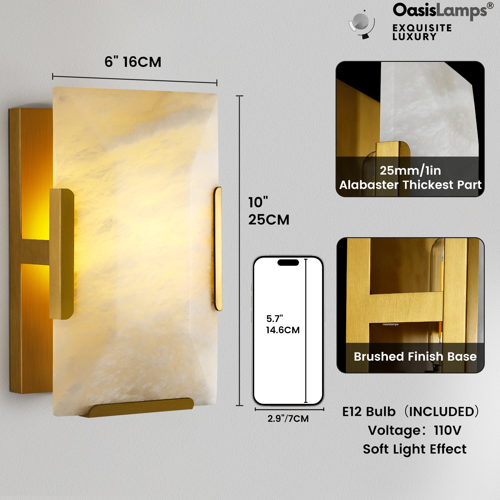 Maris Alabaster Wall Sconce 9.8"H#color_brass