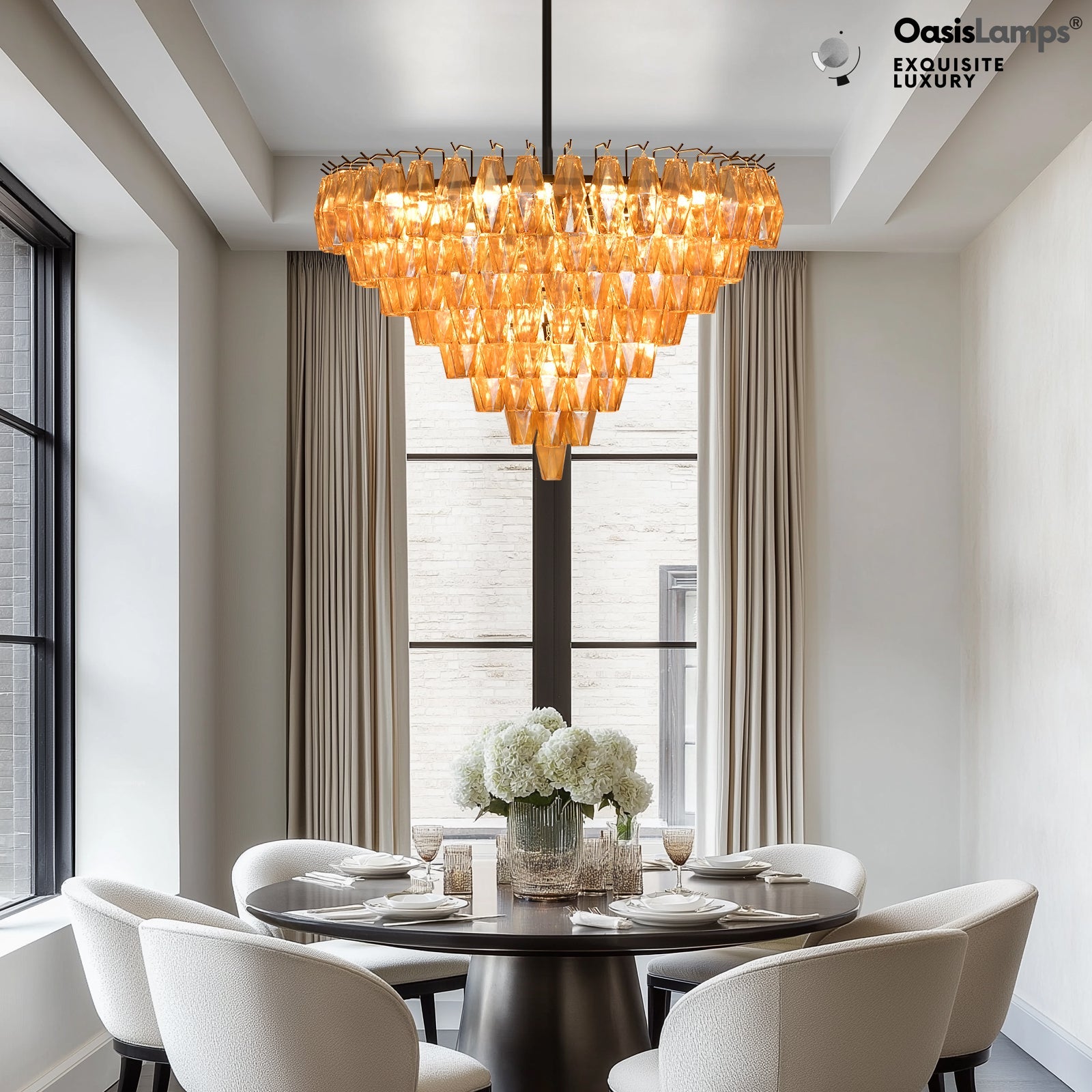 Celestial Drop Crystal Glass Chandelier 36"#color_black