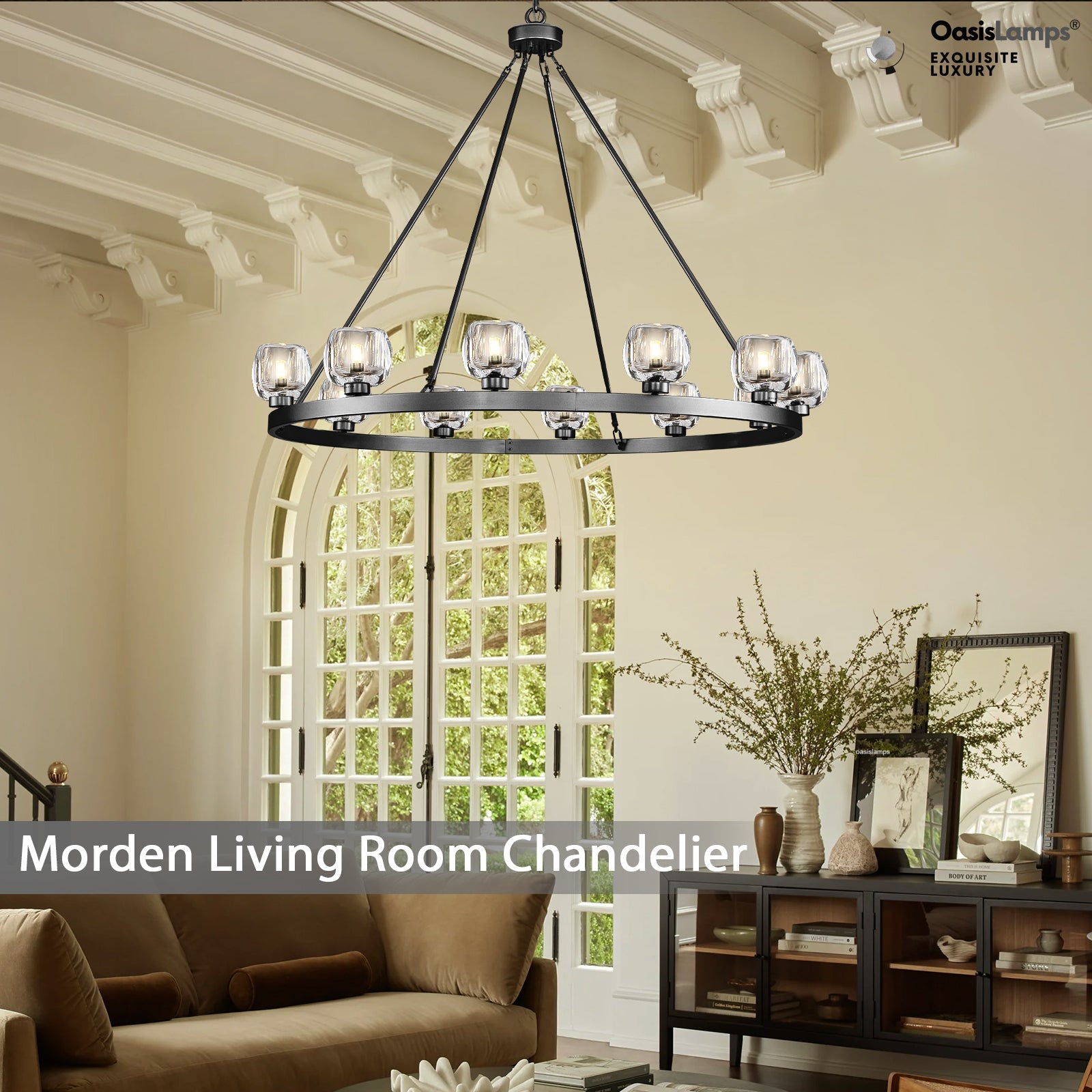 Vellum Round Chandelier 24" 36" 48" 59"D#size_48"-round,color_black