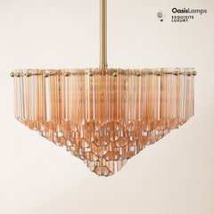 Ethereal Radiance Clear Amber Round Crystal Chandelier 14" 30"D#glass color_amber,size_14in