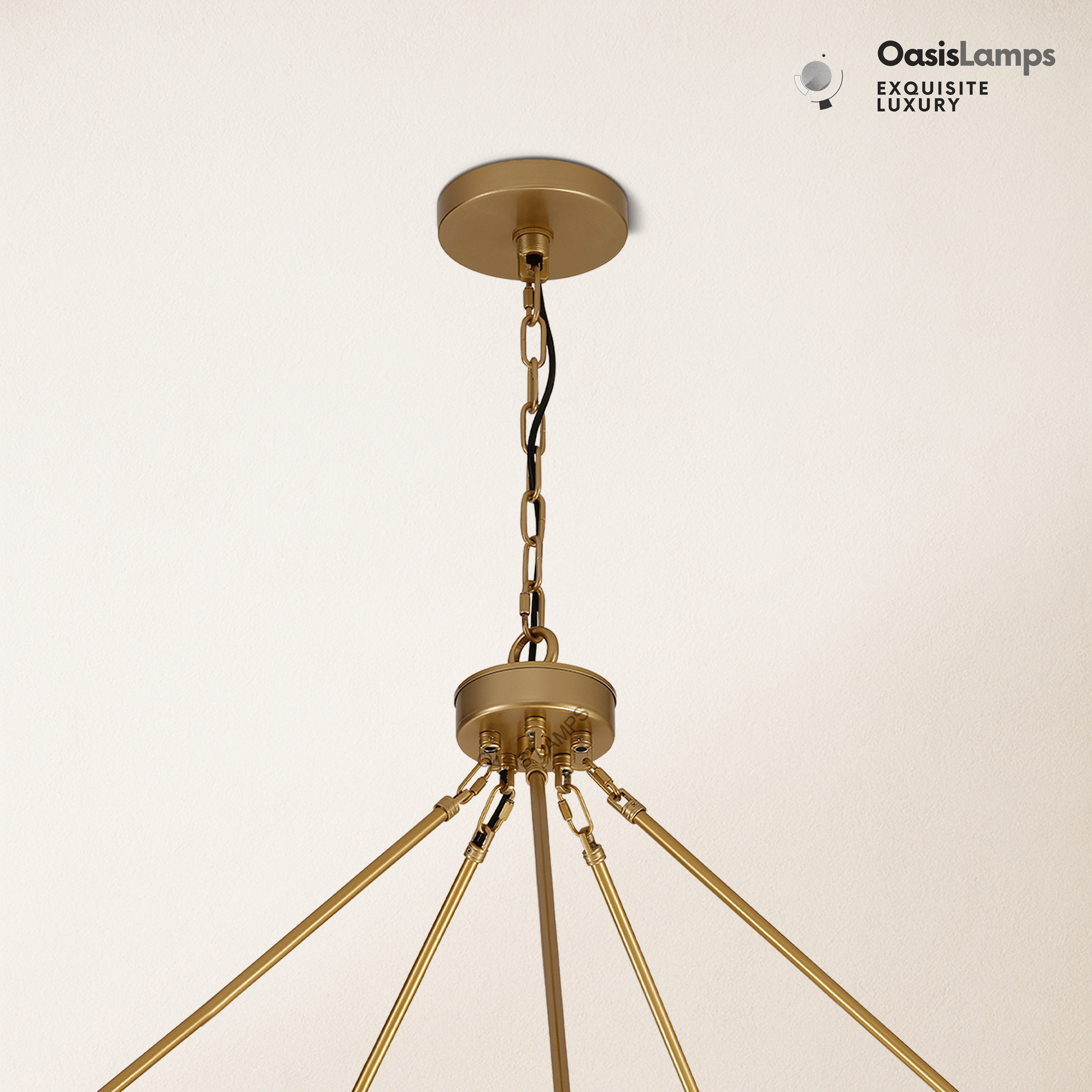 Cylora Glass Tube Round Chain Chandelier 48" 60" 70"D#Color_Brass,Size_60"