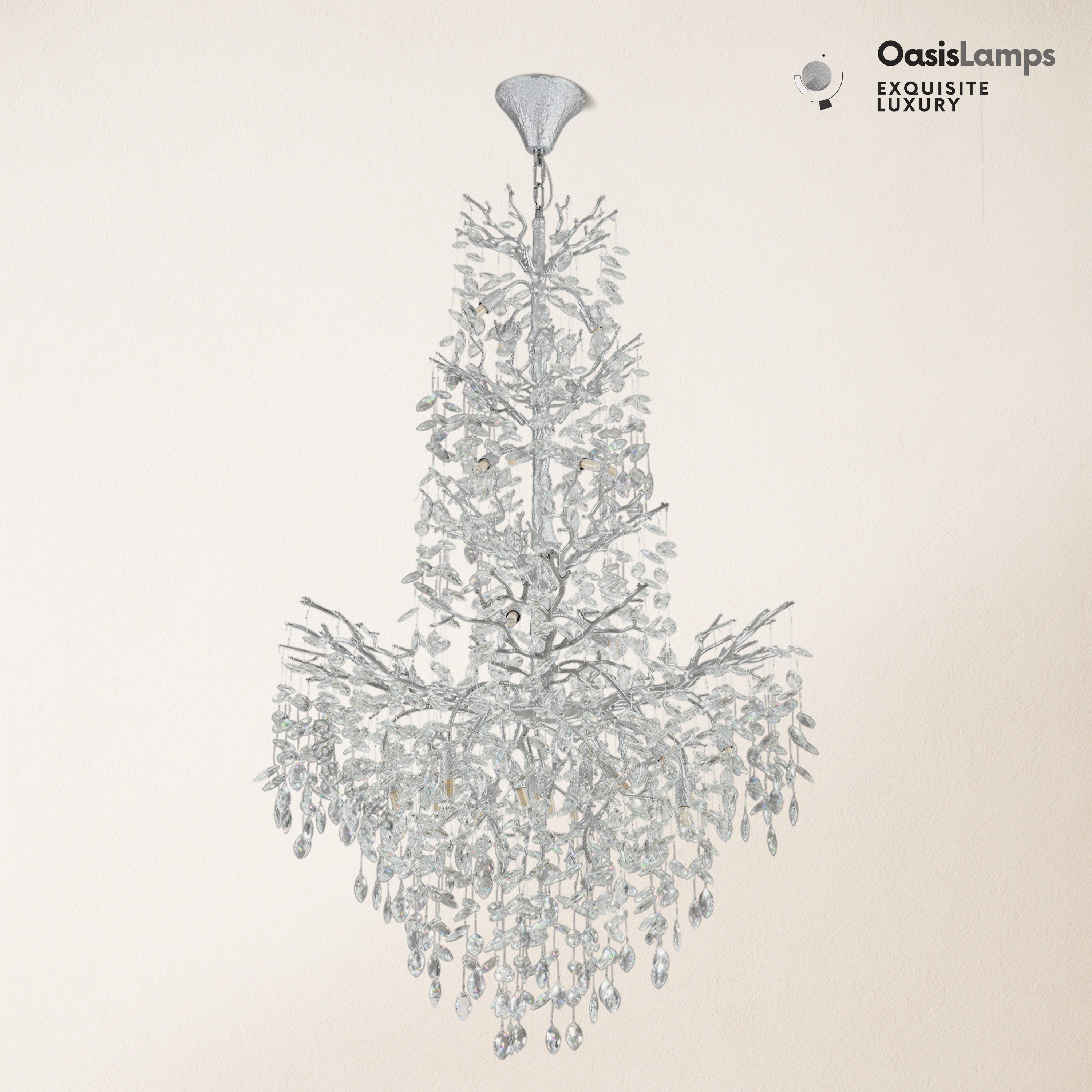 Frostleaf Cascade Grand Staircase Chandelier 61" 65"#Color_silver,Size_H61"