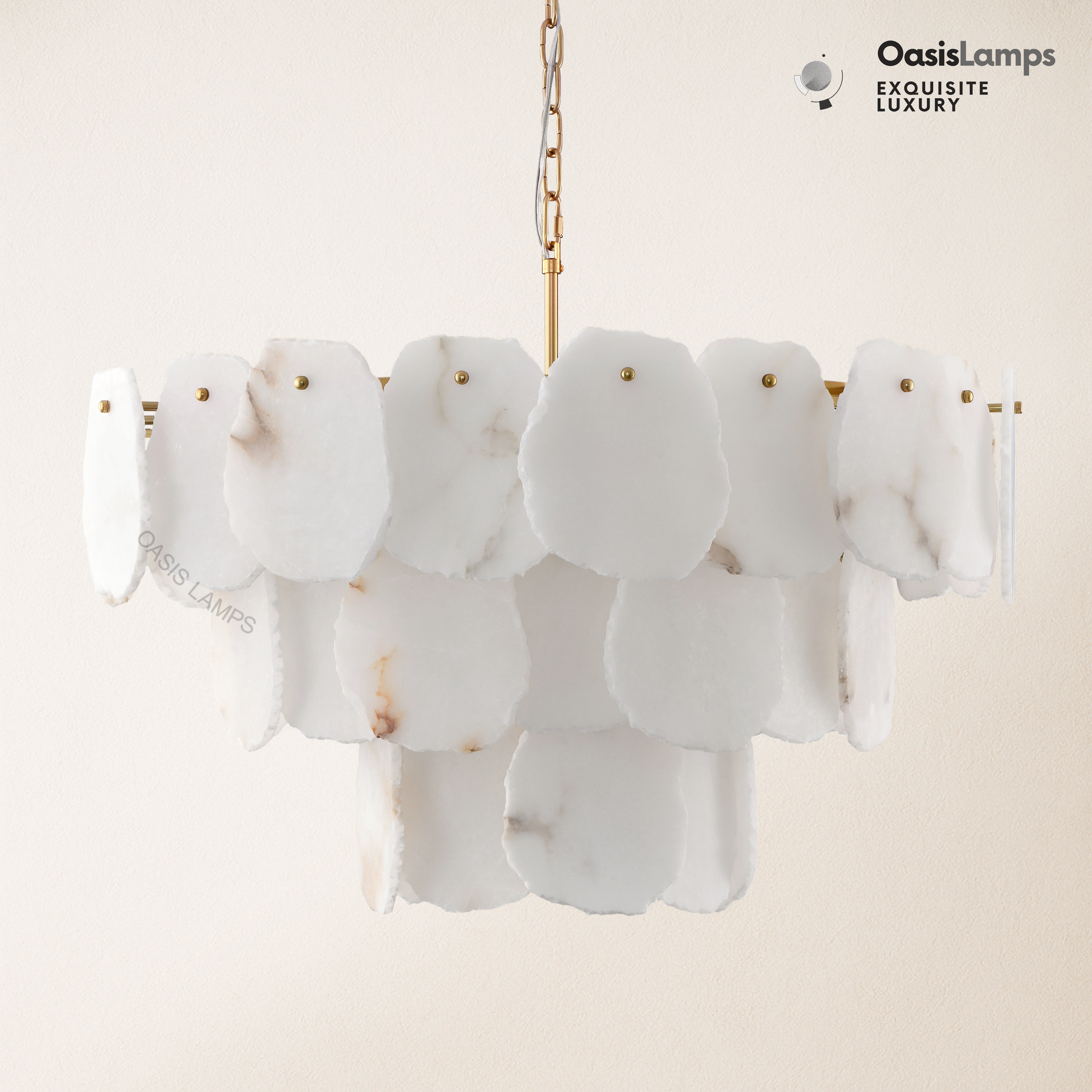 Moira Alabaster Multi-Tier Round Chandelier 32"D#Color_Brass