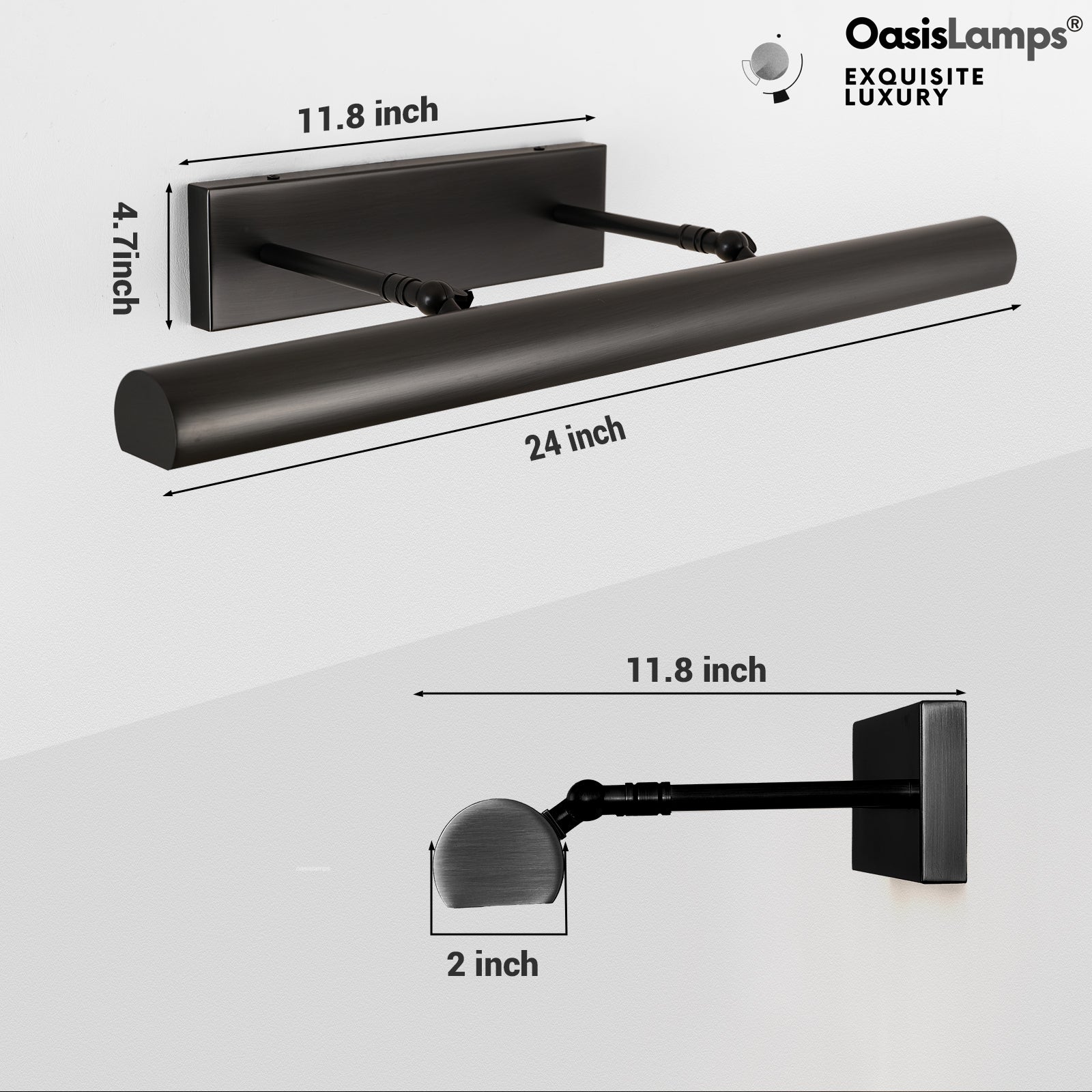 ArtGlow Picture Light Wall Sconce 18" 24" 30"W#Color_Black,size_24"