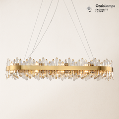 Stellara Crystal Strip Oval Halo Chandelier 36" 52"#color_brass,size_52''L