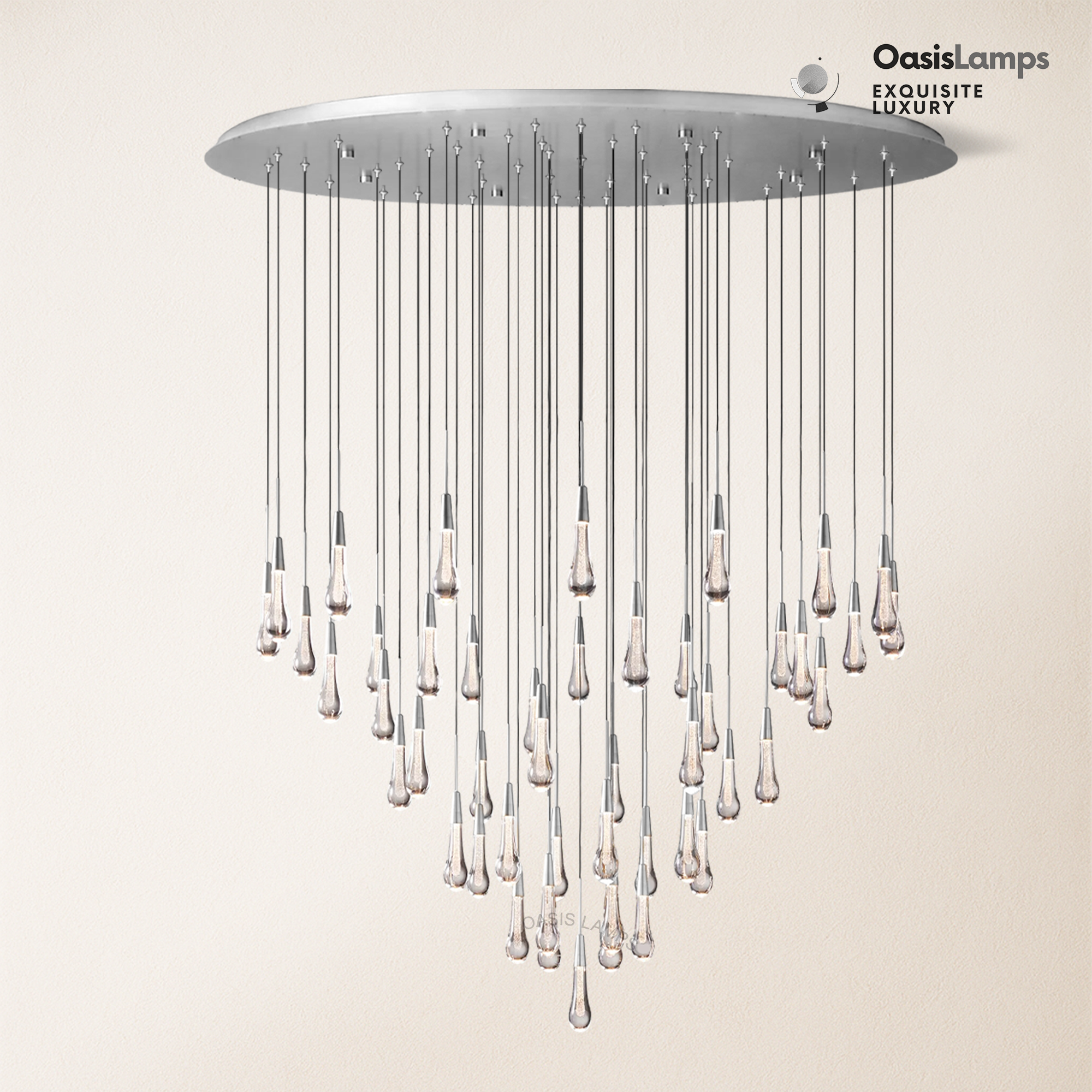 Elara Solitaires Round Crystal Chandelier 17'' 24'' 36'' 40'' 58''D#color_nickel,size_58"-47 lights