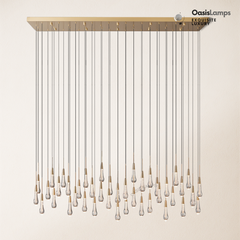 Elara Solitaires Linear Crystal Chandelier 37'' 50'' 70'' 87" 120"W#color_brass,size_70"-42lights