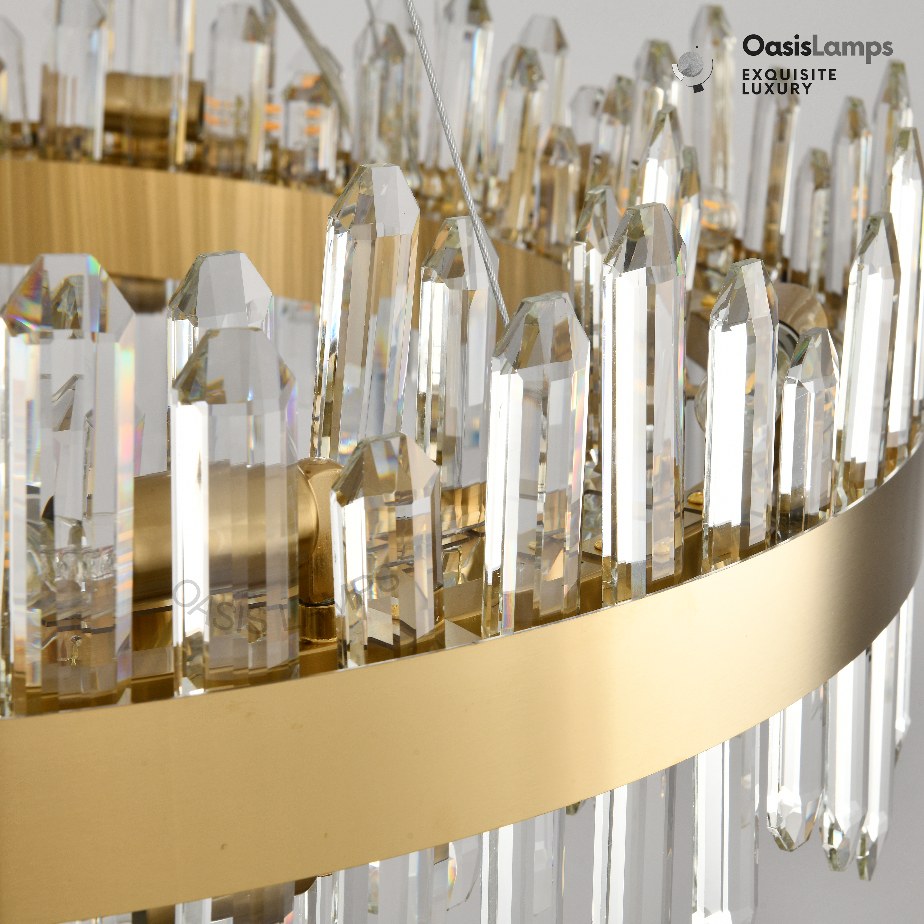 Stellara Crystal Strip Round Halo Chandelier 24" 32" 40"D