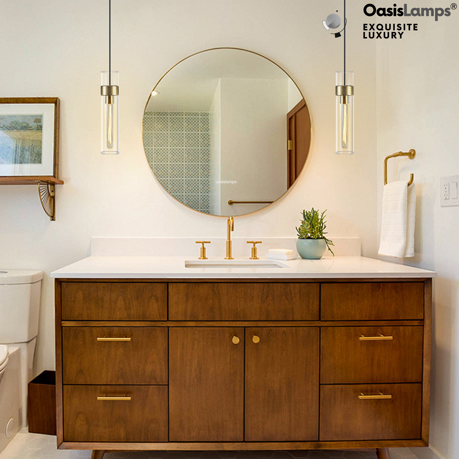 Cylora Glass Tube Pendant#Color_Brass