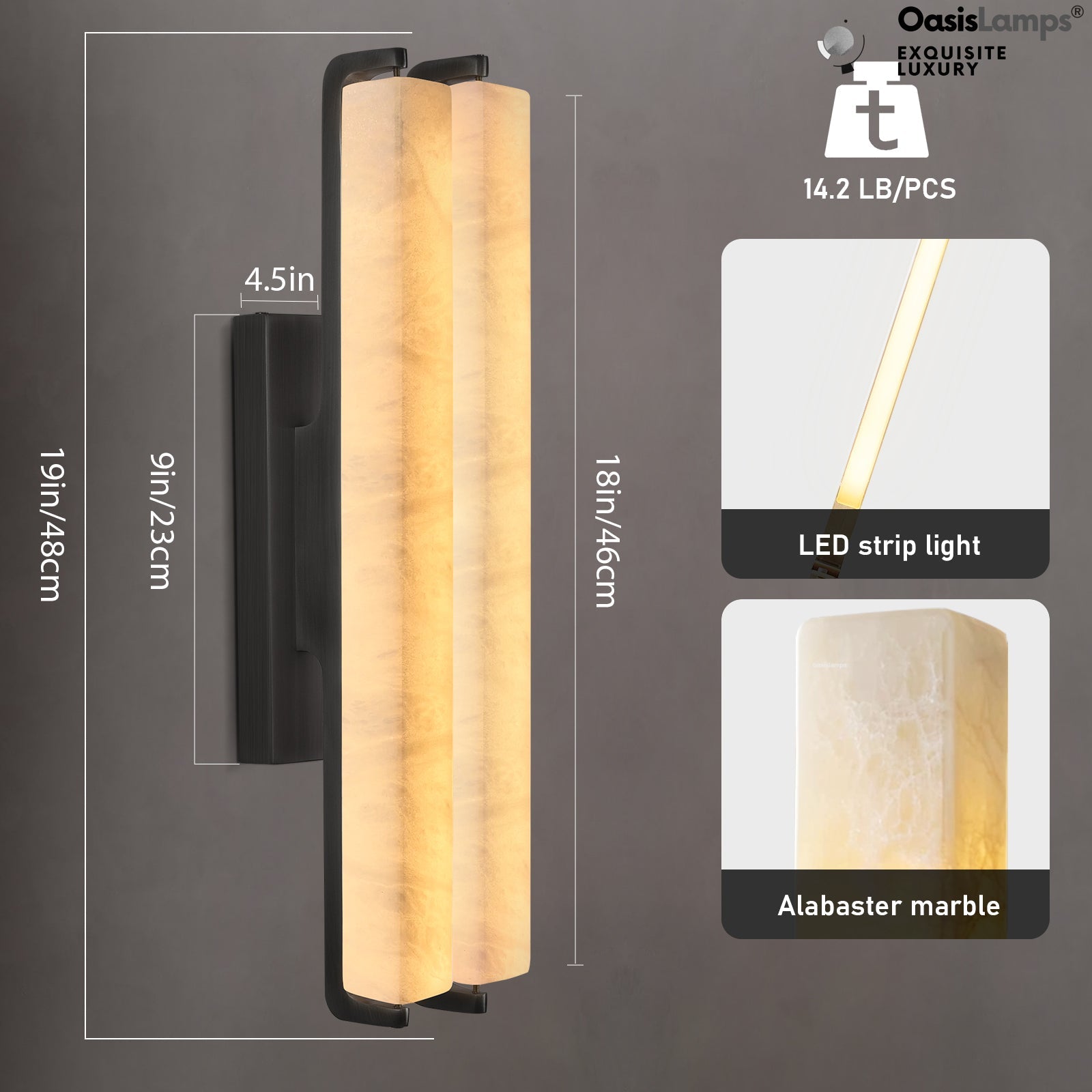 Clara Glow Alabaster Wall Sconce 19"#color_black,style_double