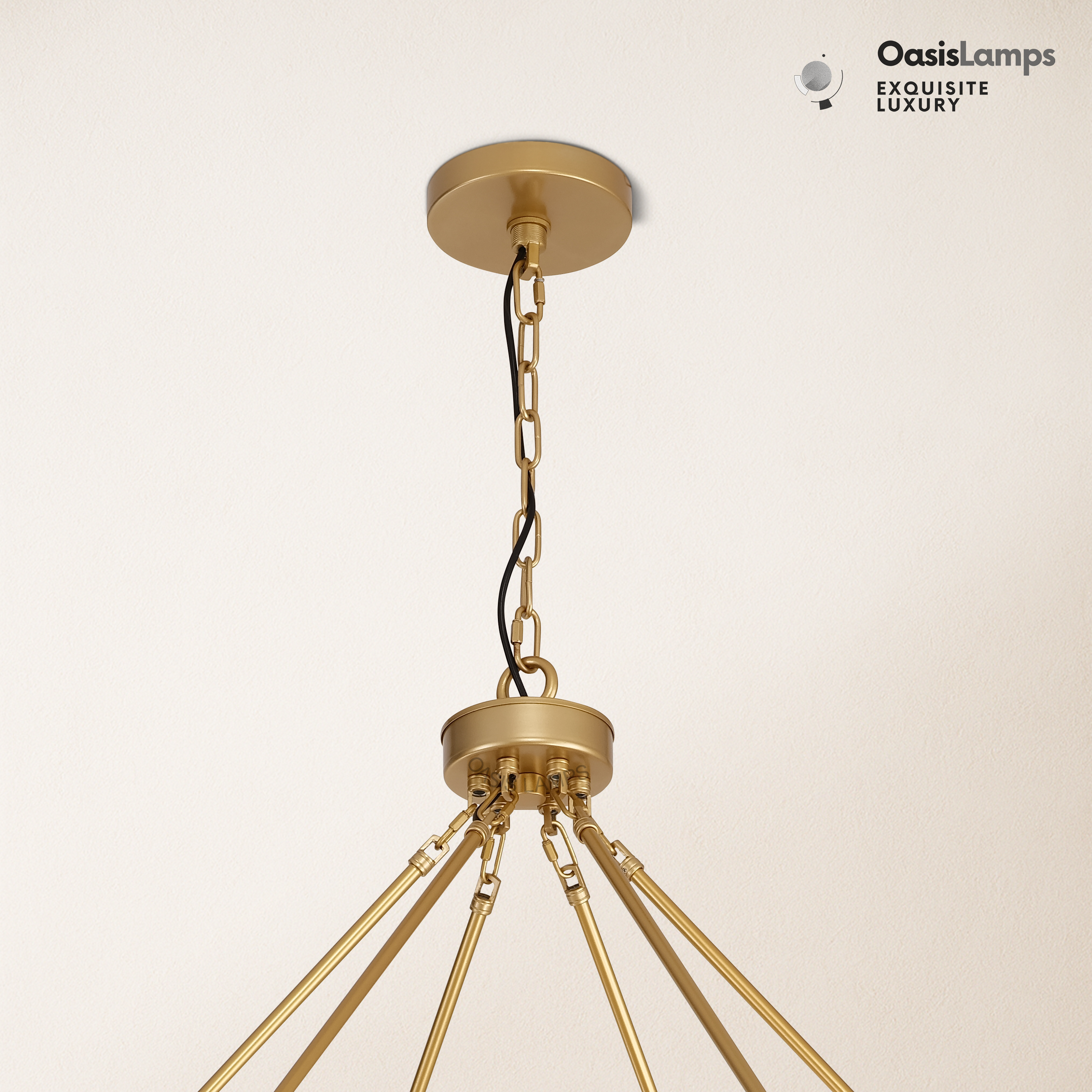 Cylora Glass Tube Round Chain Chandelier 48" 60" 70"D#Color_Brass,Size_70"