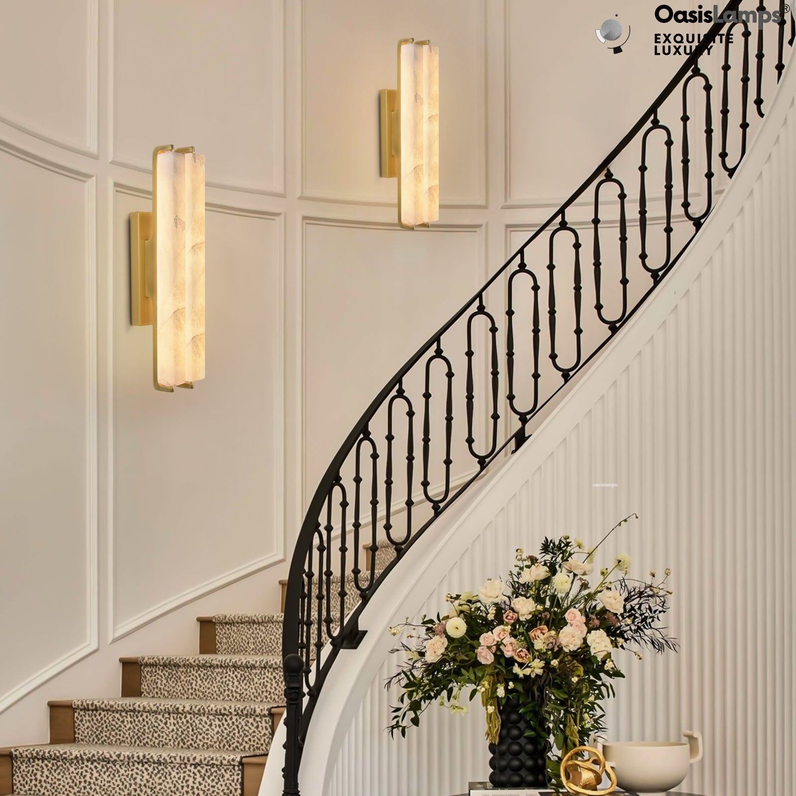 Clara Glow Alabaster Wall Sconce 19"#color_brass,style_double